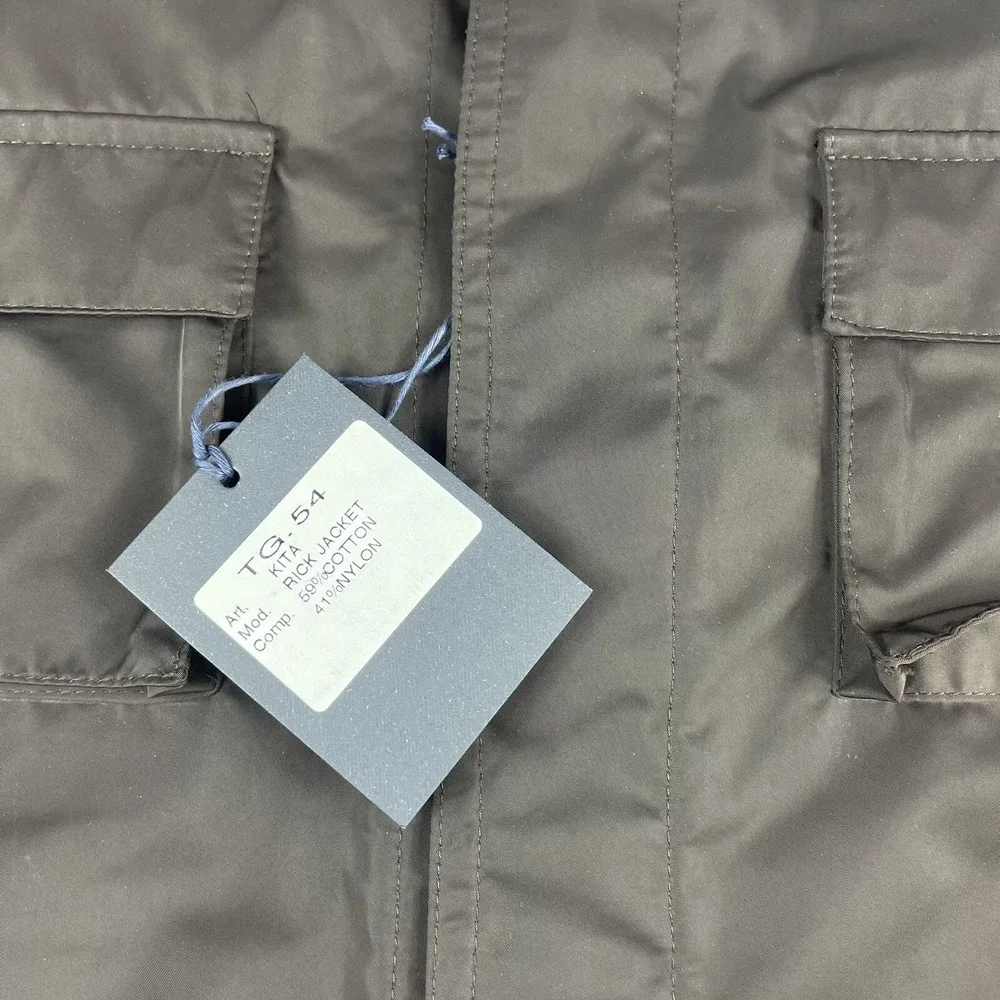 Giannetto Brown Lightweight Cotton Nylon Military Rick Jacket Size 54 NWT